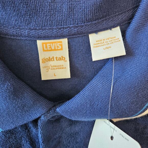 Levi's Gold Tab Polo Terry Cloth Blue Large - Picture 5 of 9